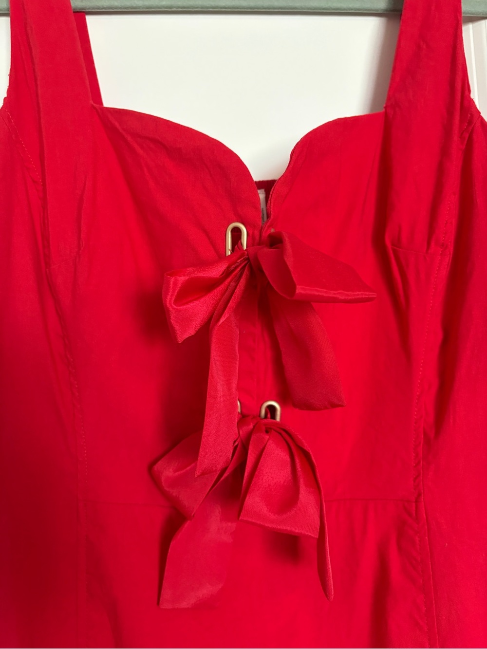 Anthropologie Red Bow-Front Midi Dress - Picture 5 of 6